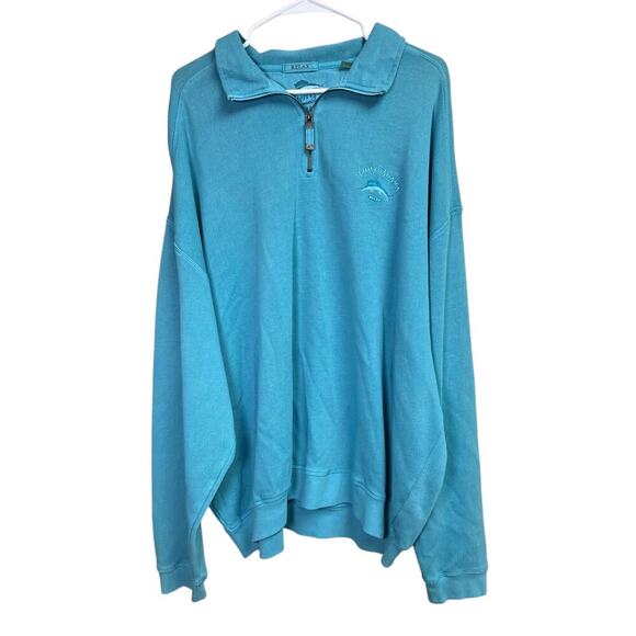 Tommy Bahama Relax Men's Quarter Zip Pullover Sweater XXL Teal Blue - Picture 1 of 11